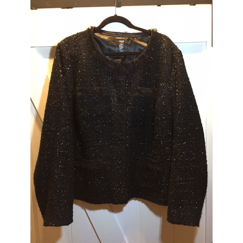 Alfani 24W black tweed blazer with shimmer thread